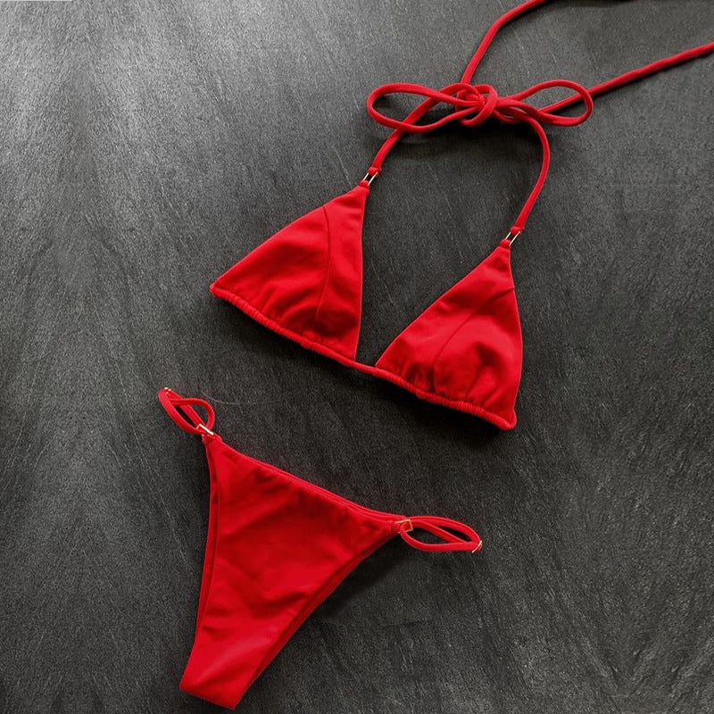 Sexy Micro Mini Bikini Set Solide Badeanzug Damen Thong Bademode