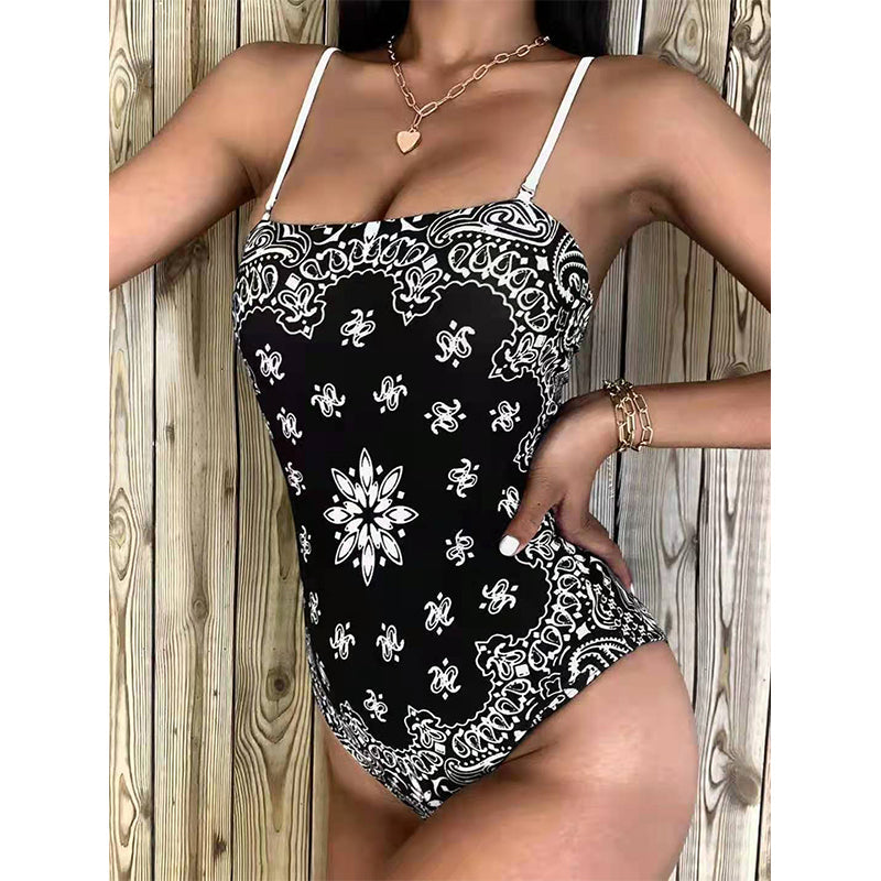 Maillot de bain une pièce échancré pour femme, imprimé, sexy