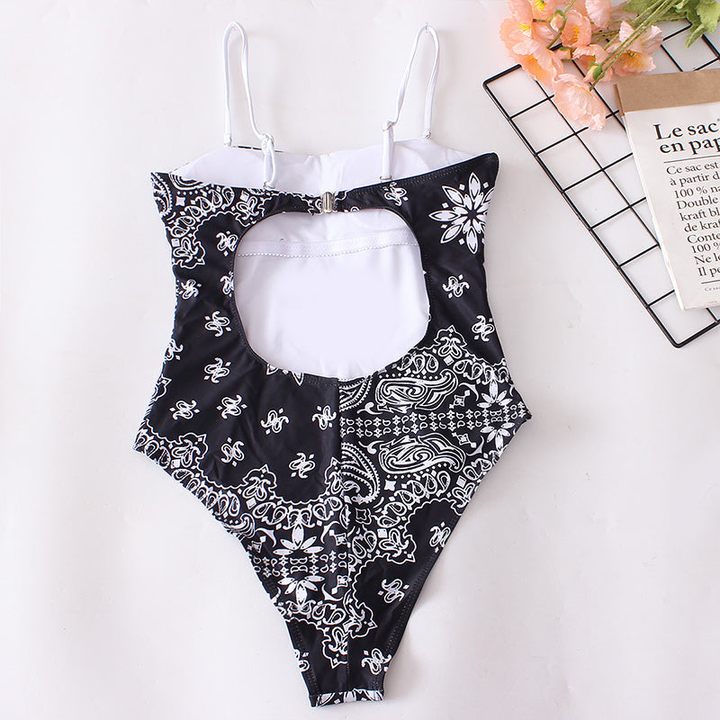 Maillot de bain une pièce échancré pour femme, imprimé, sexy