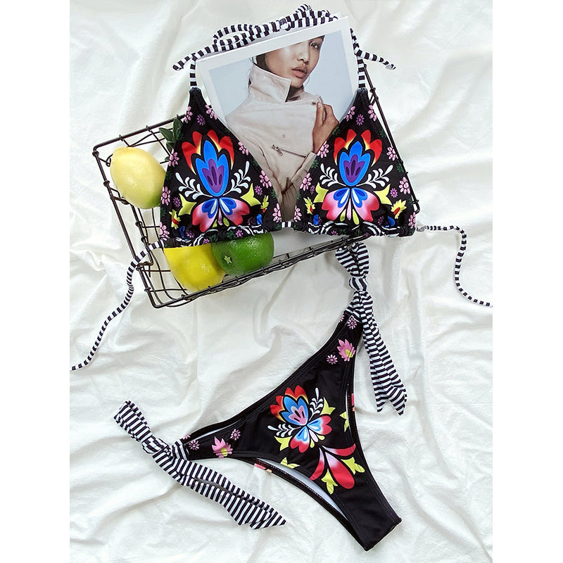 Bedruckte Bikinis Sexy Bandage Badeanzug Damen Triangle Bademode Schwimmanzüge
