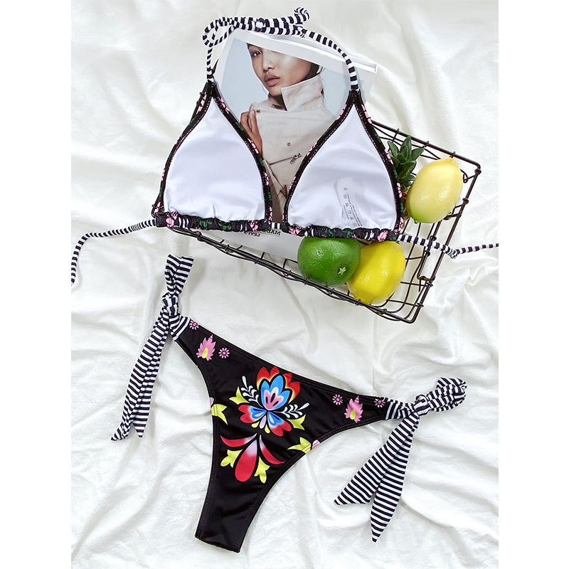 Bedruckte Bikinis Sexy Bandage Badeanzug Damen Triangle Bademode Schwimmanzüge