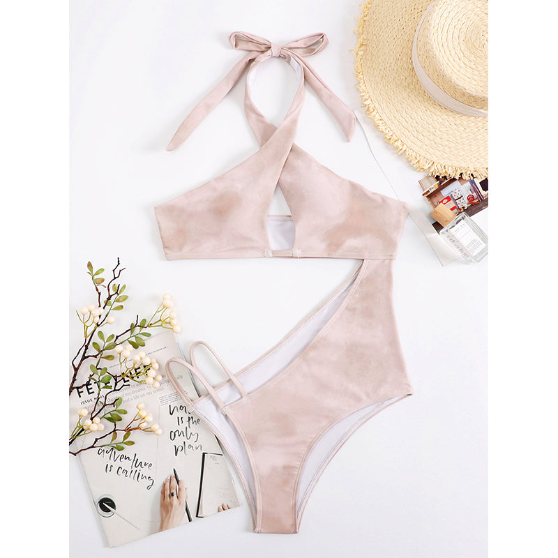 Maillot de bain une pièce push-up avec découpes et dos nu pour femme