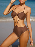 High Waist Bikini Set Einteiliger Badeanzug Damen Sexy Einfarbige Bademode