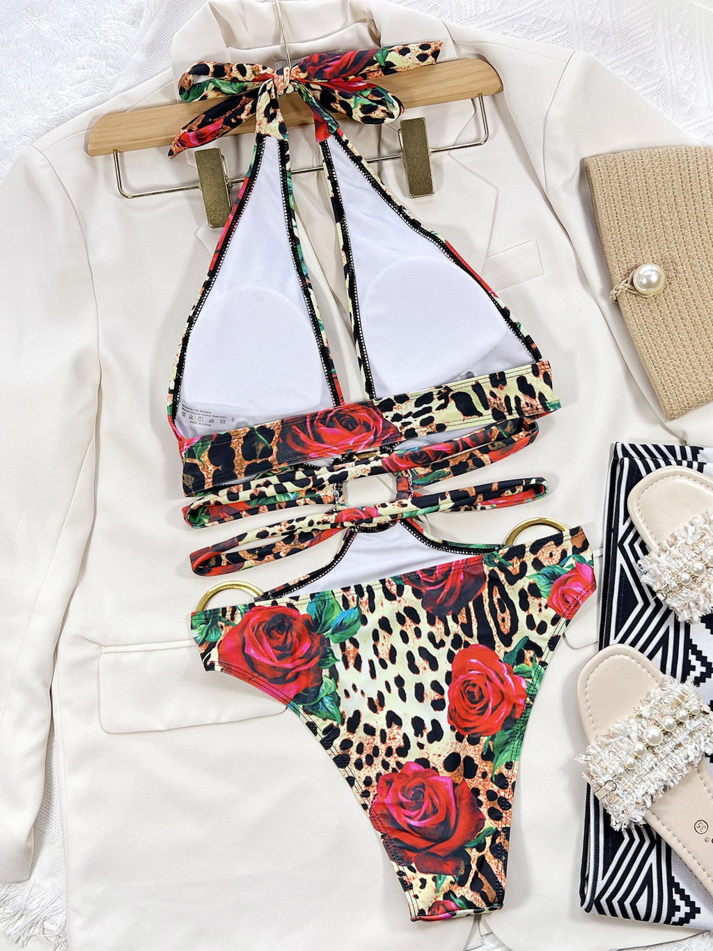 Maillot de bain une pièce sexy pour femme, avec anneau en acier, grande taille