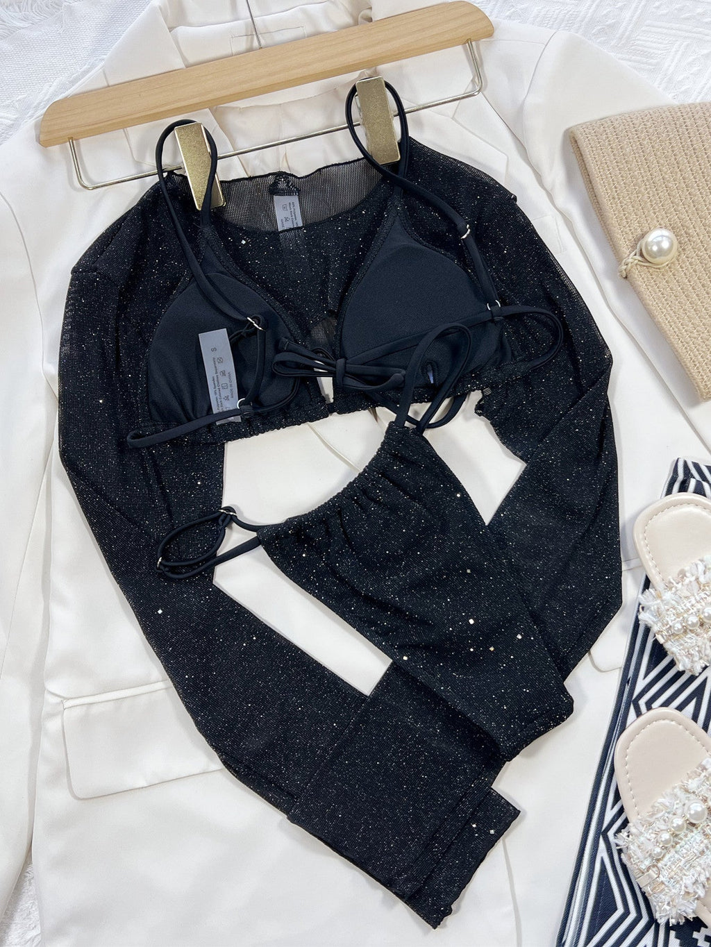 Bikini dreiteiliger Badeanzug Bikini Badeanzug Damen Fission Glitter Badeanzug