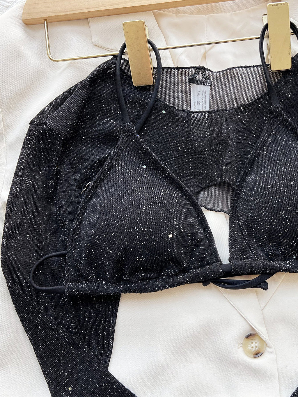 Bikini dreiteiliger Badeanzug Bikini Badeanzug Damen Fission Glitter Badeanzug