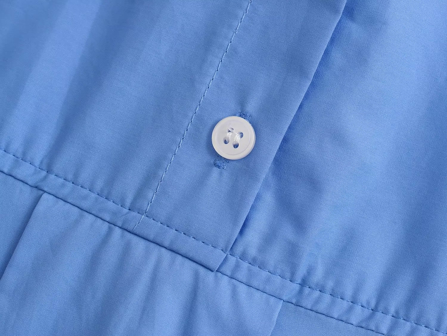 Chemise ample en popeline à manches longues et col, pour femme, en coton uni, modèle été