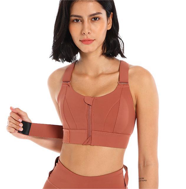 Soutien-gorge de sport à fermeture éclair pour femmes, haute résistance aux chocs, course, yoga, beau gilet sans couture, push-up, entraînement