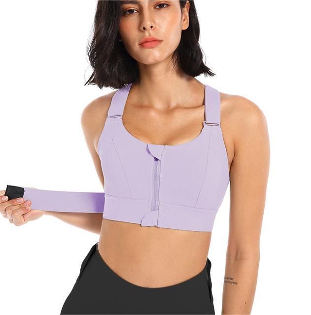 Soutien-gorge de sport à fermeture éclair pour femmes, haute résistance aux chocs, course, yoga, beau gilet sans couture, push-up, entraînement