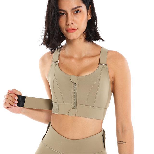 Soutien-gorge de sport à fermeture éclair pour femmes, haute résistance aux chocs, course, yoga, beau gilet sans couture, push-up, entraînement