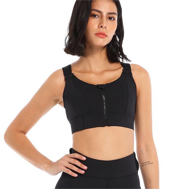 Soutien-gorge de sport à fermeture éclair pour femmes, haute résistance aux chocs, course, yoga, beau gilet sans couture, push-up, entraînement