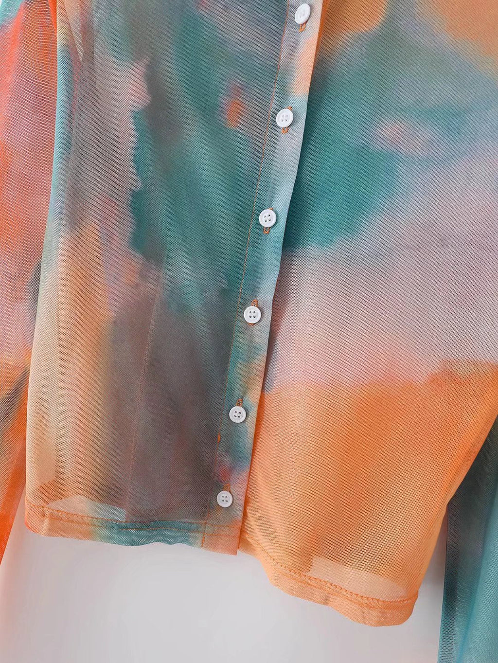 Chemise longue à manches longues, ample, teintée par nœuds, pour femmes, élégante, gracieuse, à col, pour printemps-été