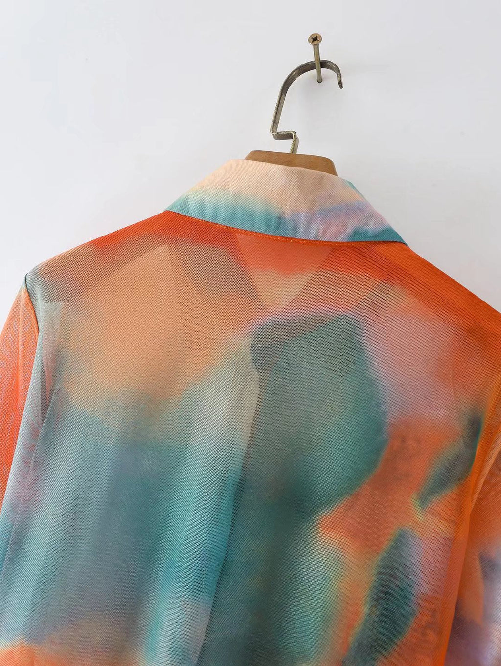 Chemise longue à manches longues, ample, teintée par nœuds, pour femmes, élégante, gracieuse, à col, pour printemps-été