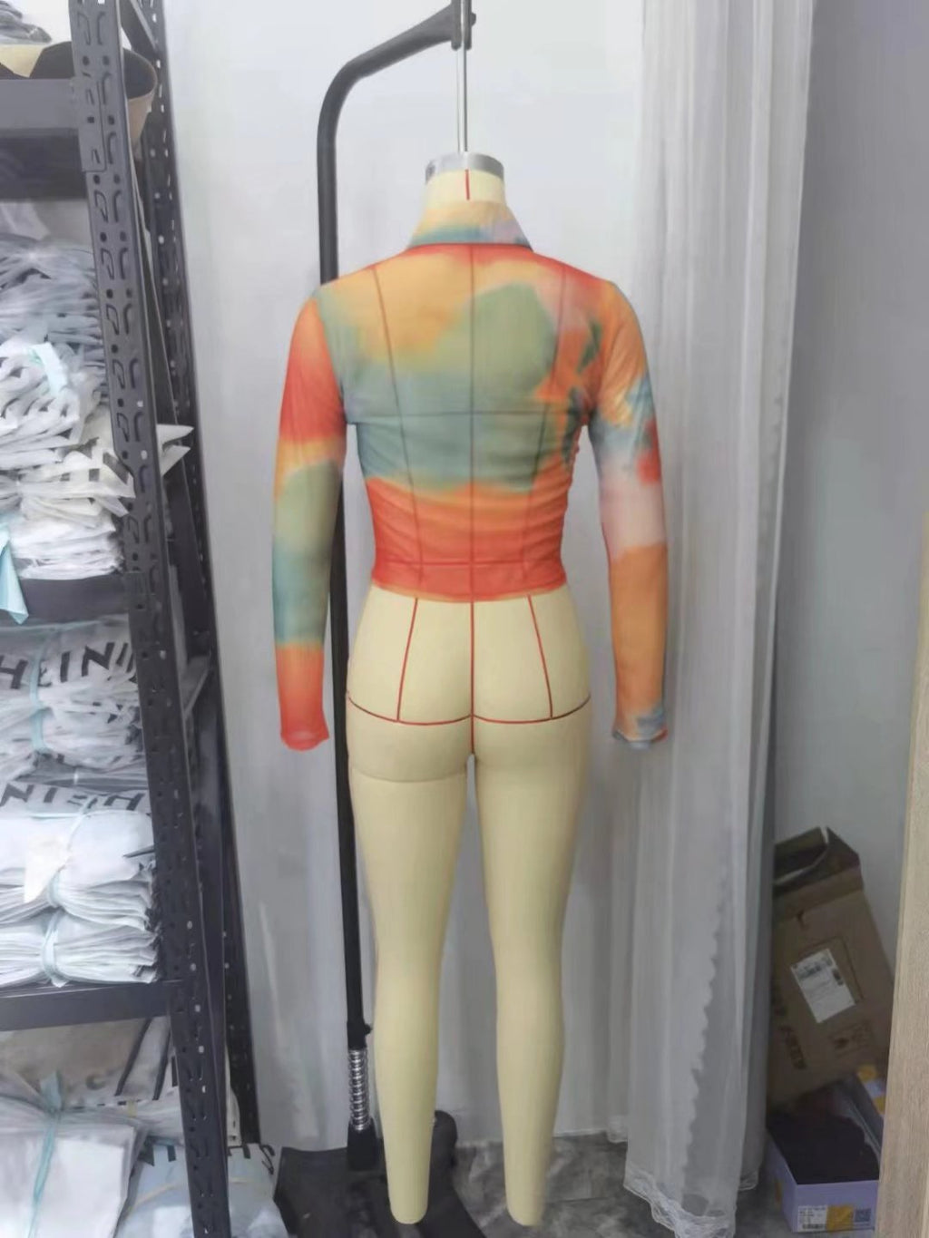 Chemise longue à manches longues, ample, teintée par nœuds, pour femmes, élégante, gracieuse, à col, pour printemps-été