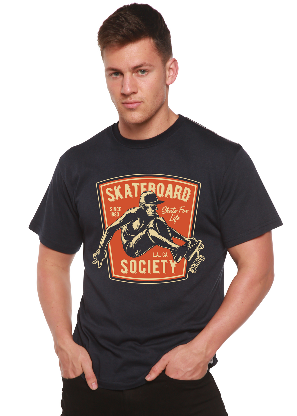 Skateboard Society Men's Bamboo Viscose/Organic Cotton Short Sleeve Graphic T-Shirt - The7Letter