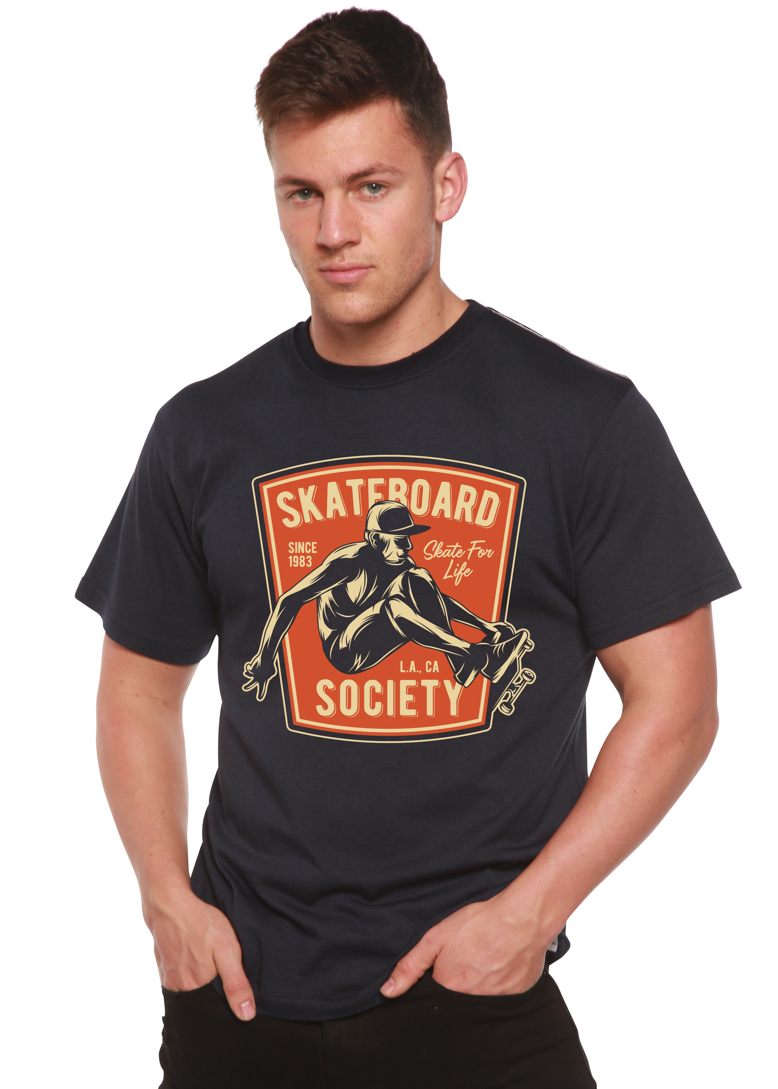 Skateboard Society Men's Bamboo Viscose/Organic Cotton Short Sleeve Graphic T-Shirt - The7Letter