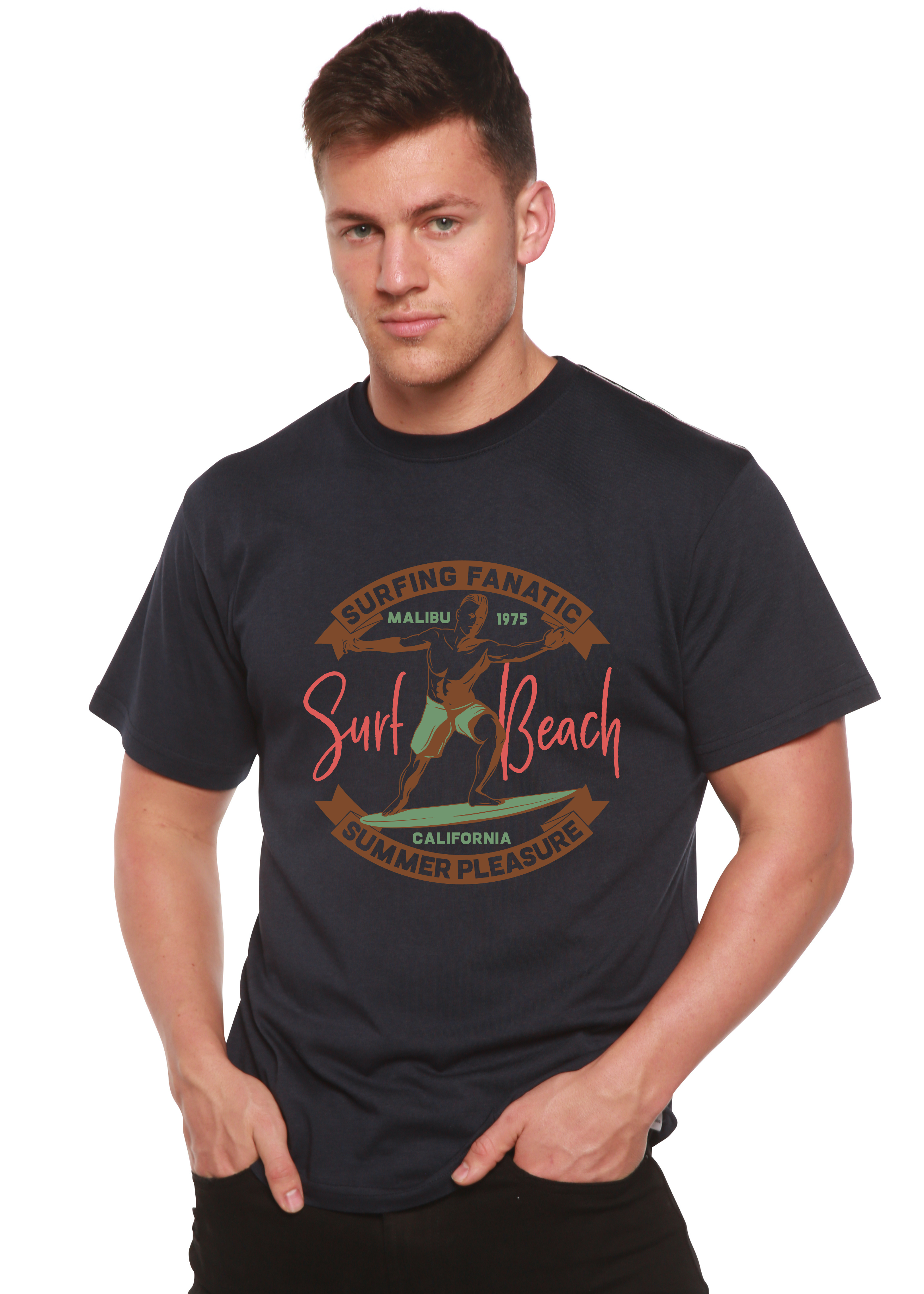 Surf Beach Men's Bamboo Viscose/Organic Cotton Short Sleeve Graphic T-Shirt - The7Letter