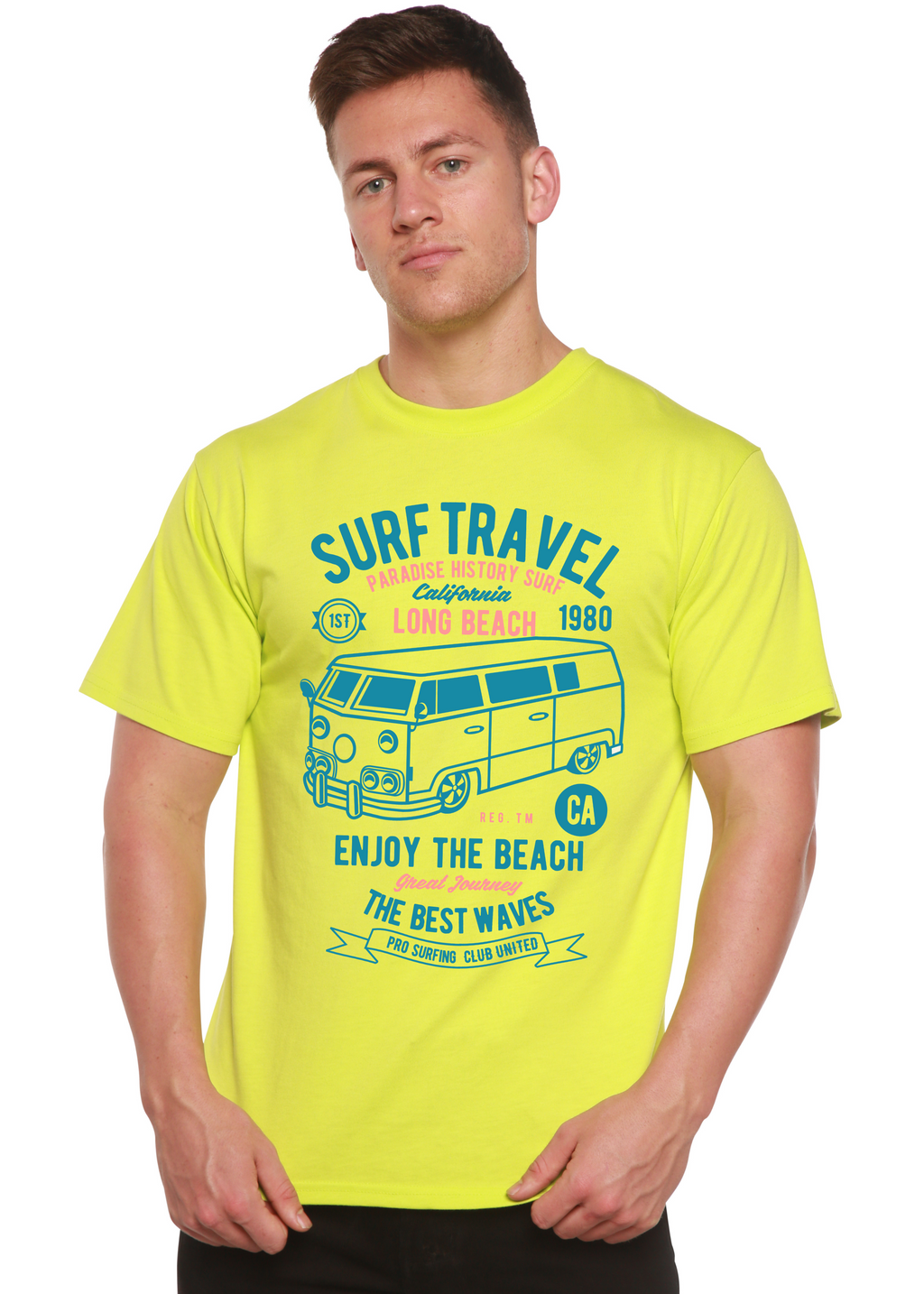 Surf Travel Spun Bamboo® Men's Bamboo Viscose/Organic Cotton Short Sleeve Graphic T-Shirt - The7Letter