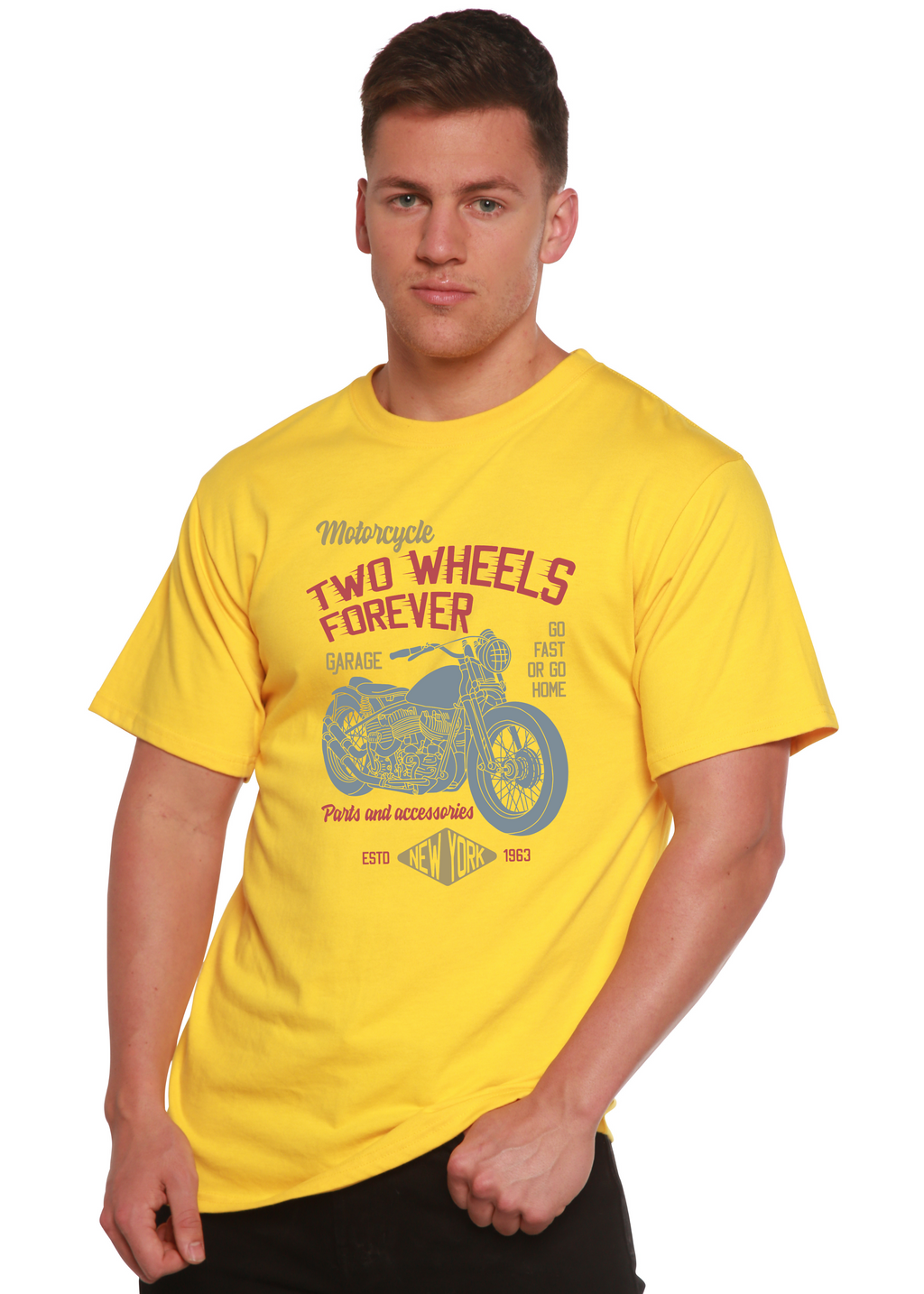 Two Wheels Forever Men's Bamboo Viscose/Organic Cotton Short Sleeve Graphic T-Shirt - The7Letter
