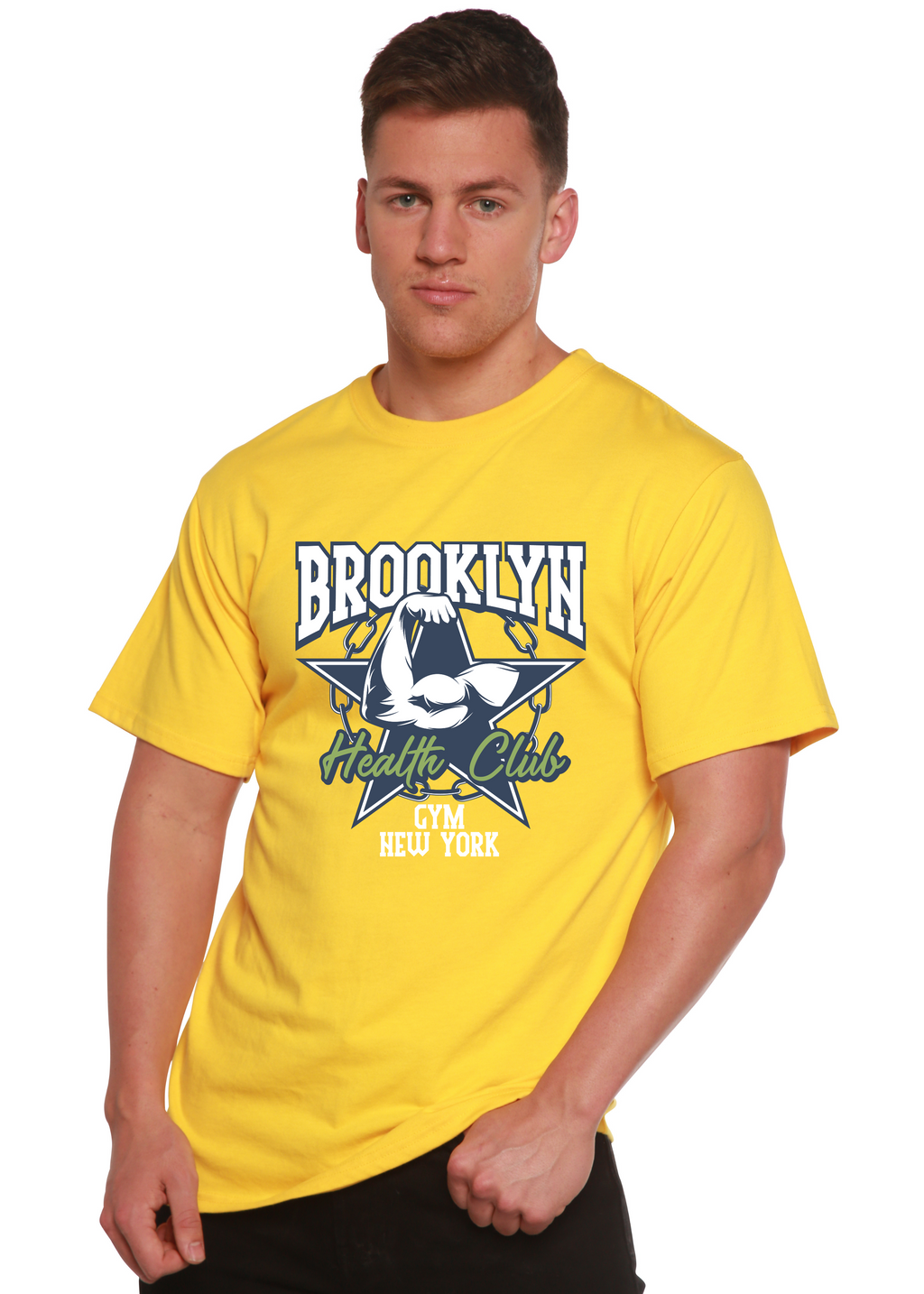 Brooklyn Health Club Men's Bamboo Viscose/Organic Cotton Short Sleeve Graphic T-Shirt - The7Letter