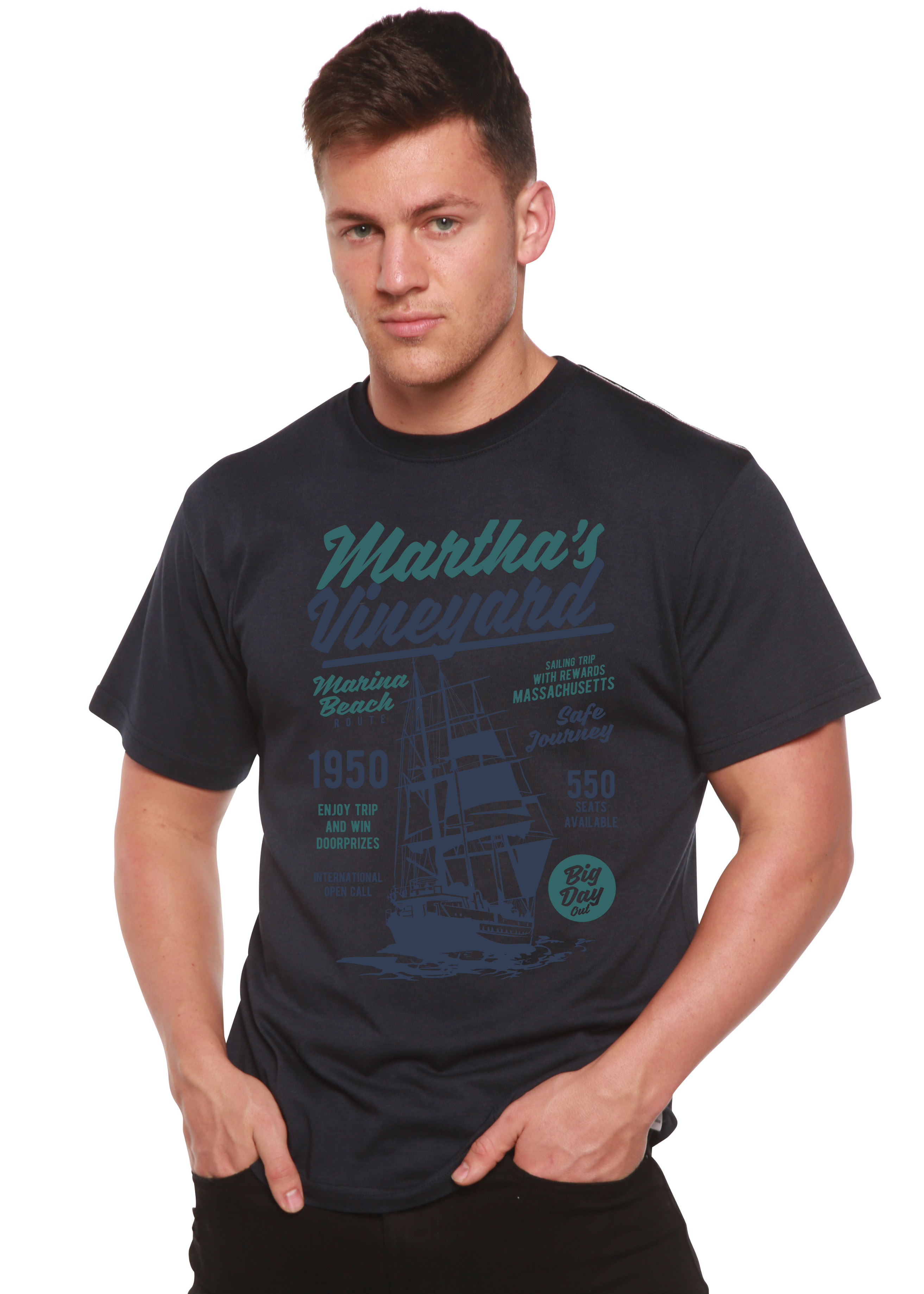 Martha's vineyard Men's Bamboo Viscose/Organic Cotton Short Sleeve Graphic T-Shirt - The7Letter