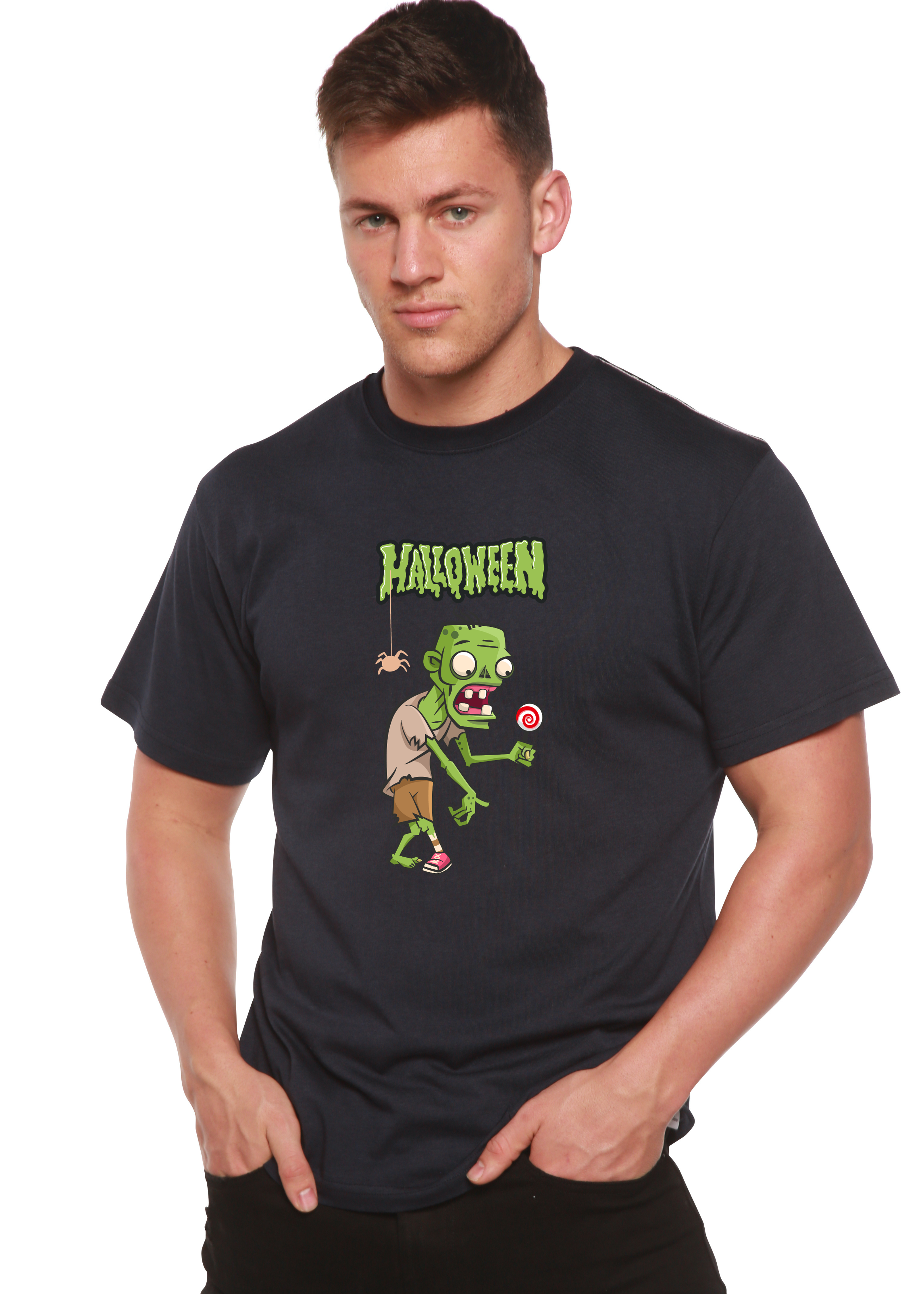 Halloween Green Monster Unisex Bamboo Viscose/Organic Cotton Short Sleeve Graphic T-Shirt - The7Letter