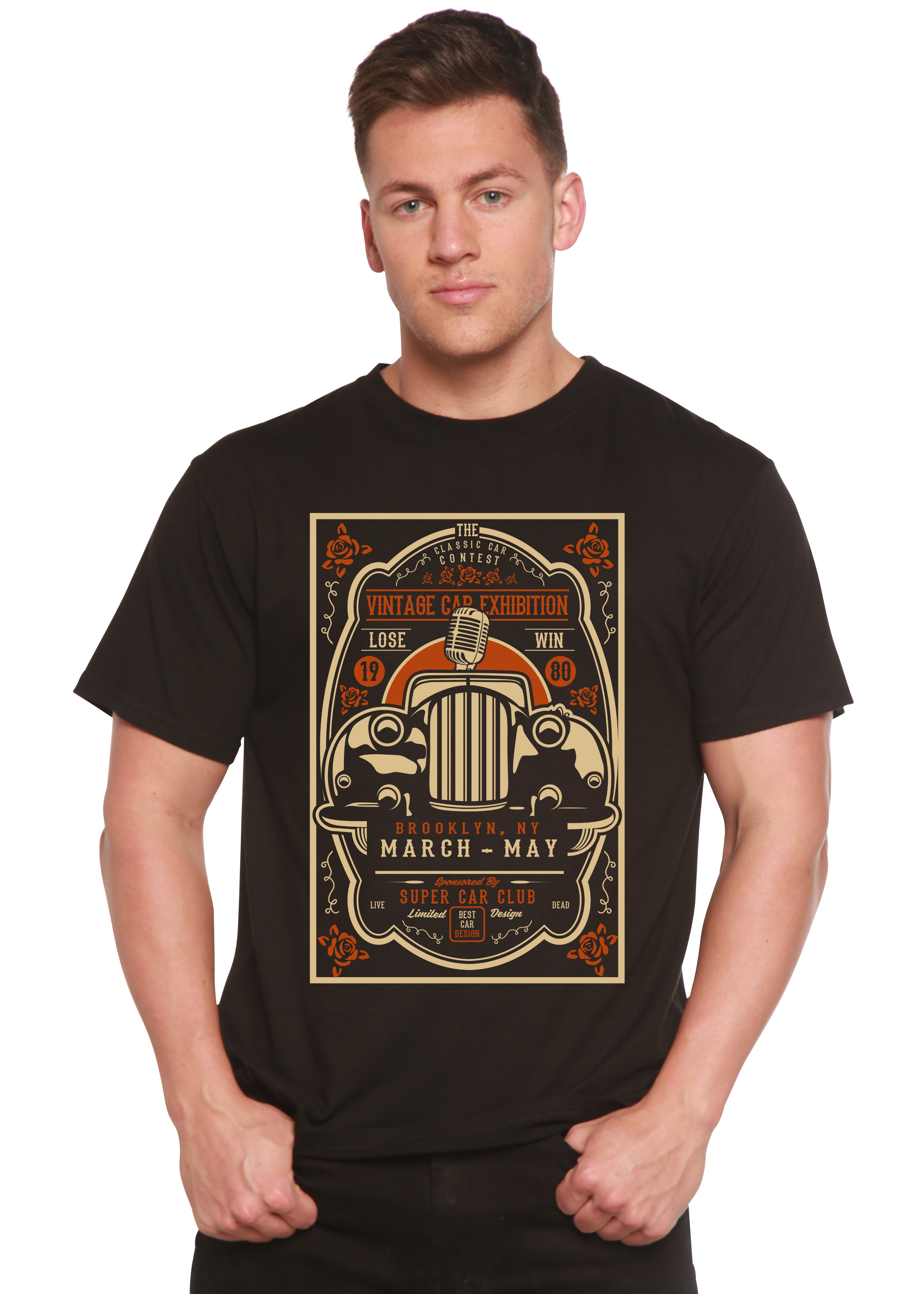 Vintage Car Spun Bamboo® Men's Bamboo Viscose/Organic Cotton Short Sleeve Graphic T-Shirt - The7Letter