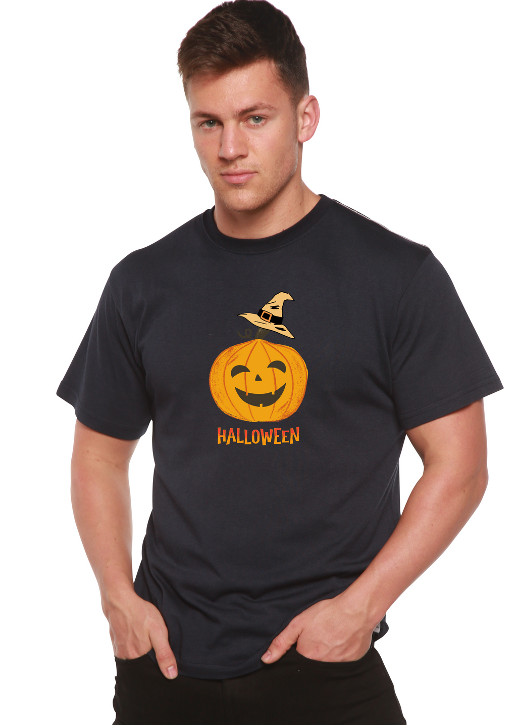 Halloween Pumpkin Unisex Bamboo Viscose/Organic Cotton Short Sleeve Graphic T-Shirt - The7Letter