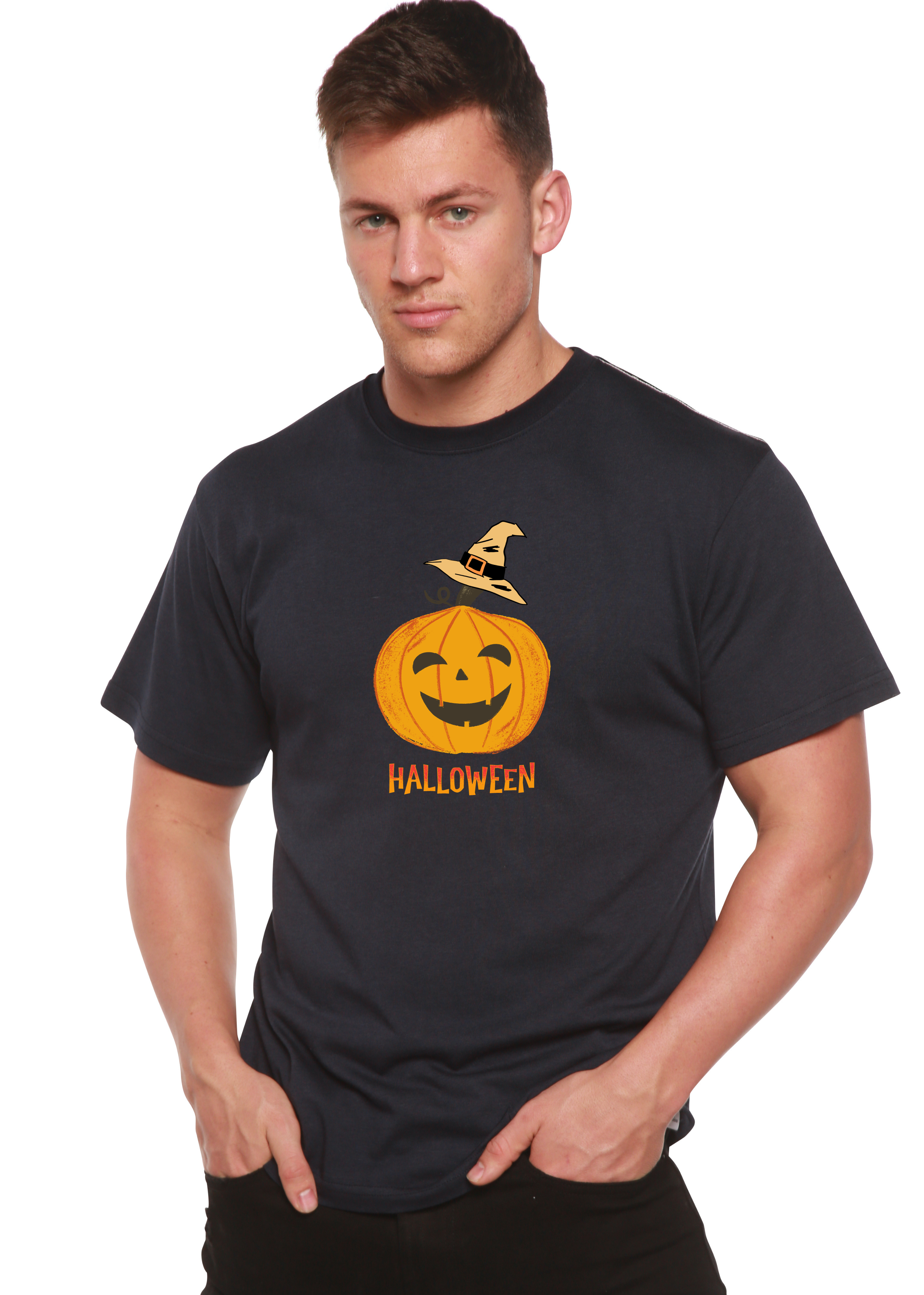 Halloween Pumpkin Unisex Bamboo Viscose/Organic Cotton Short Sleeve Graphic T-Shirt - The7Letter
