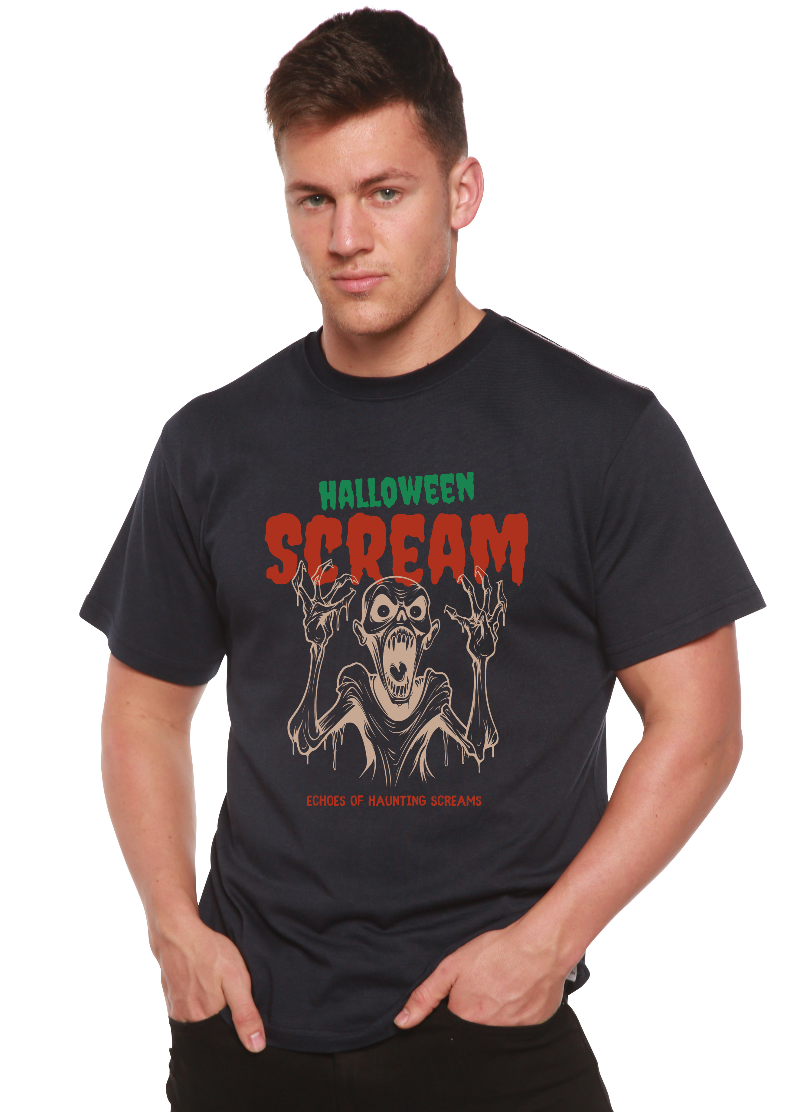 Halloween Scream Men's Bamboo Viscose/Organic Cotton Short Sleeve Graphic T-Shirt - The7Letter