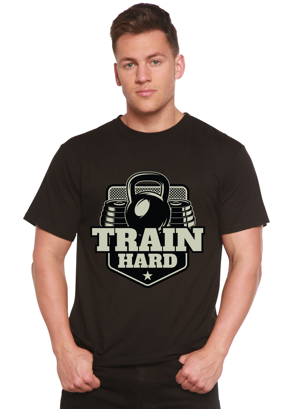 Train Hard Men's Bamboo Viscose/Organic Cotton Short Sleeve Graphic T-Shirt - The7Letter