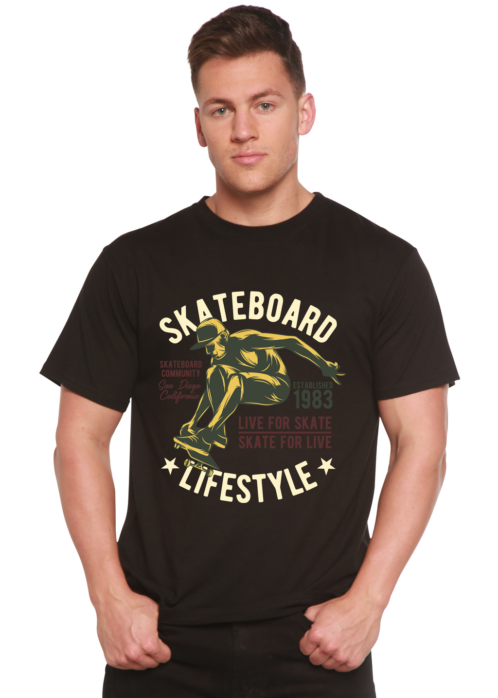 Skateboard Lifestyle Men's Bamboo Viscose/Organic Cotton Short Sleeve Graphic T-Shirt - The7Letter