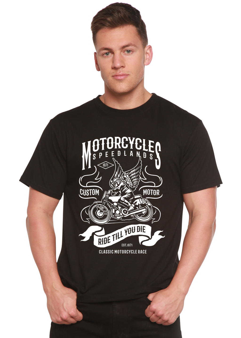 Motorcycles Men's Bamboo Viscose/Organic Cotton Short Sleeve Graphic T-Shirt - The7Letter