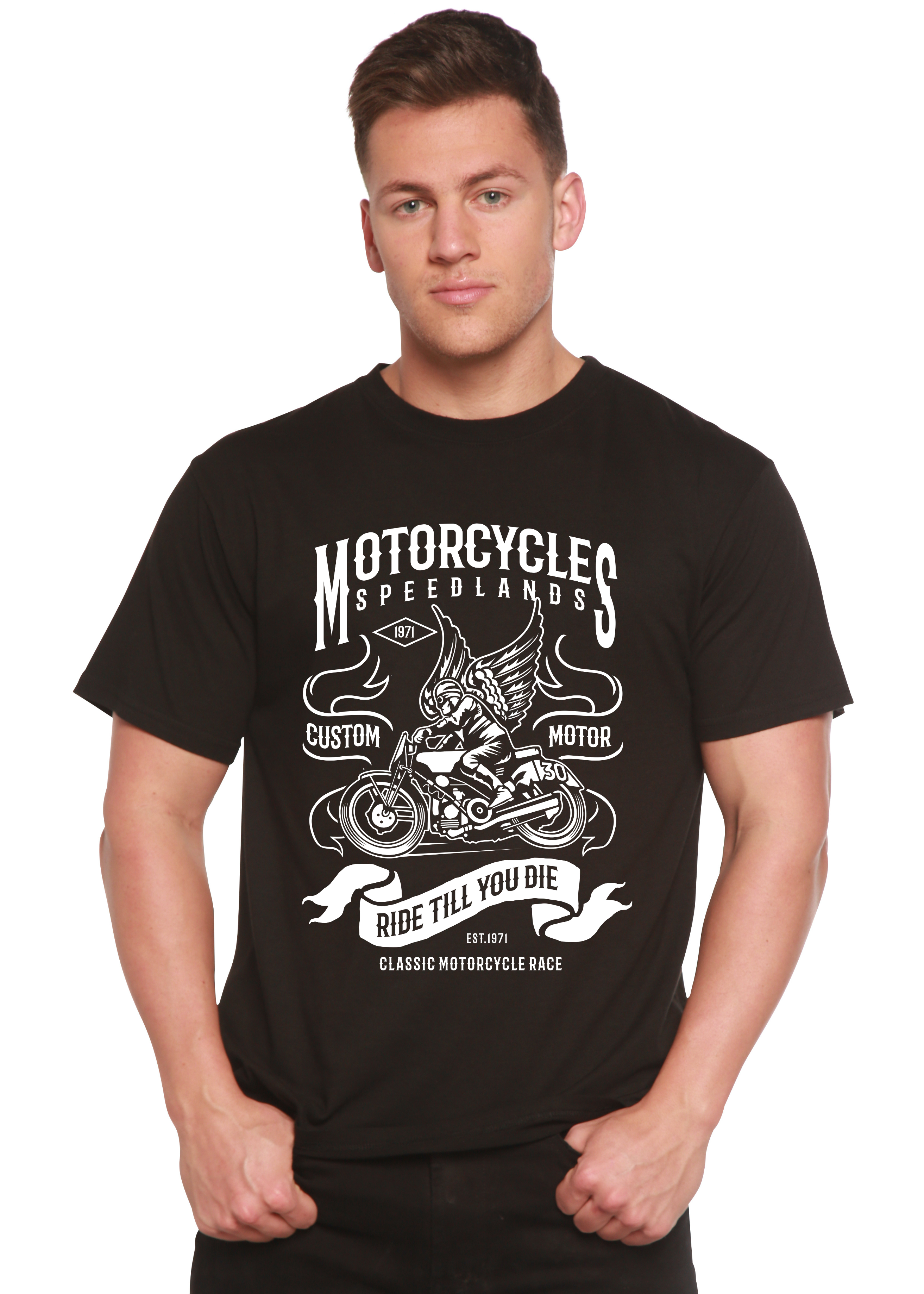 Motorcycles Men's Bamboo Viscose/Organic Cotton Short Sleeve Graphic T-Shirt - The7Letter