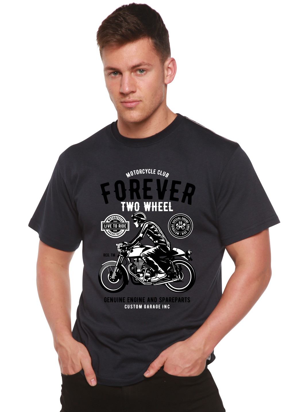 Forever Two Wheel Men's Bamboo Viscose/Organic Cotton Short Sleeve Graphic T-Shirt - The7Letter