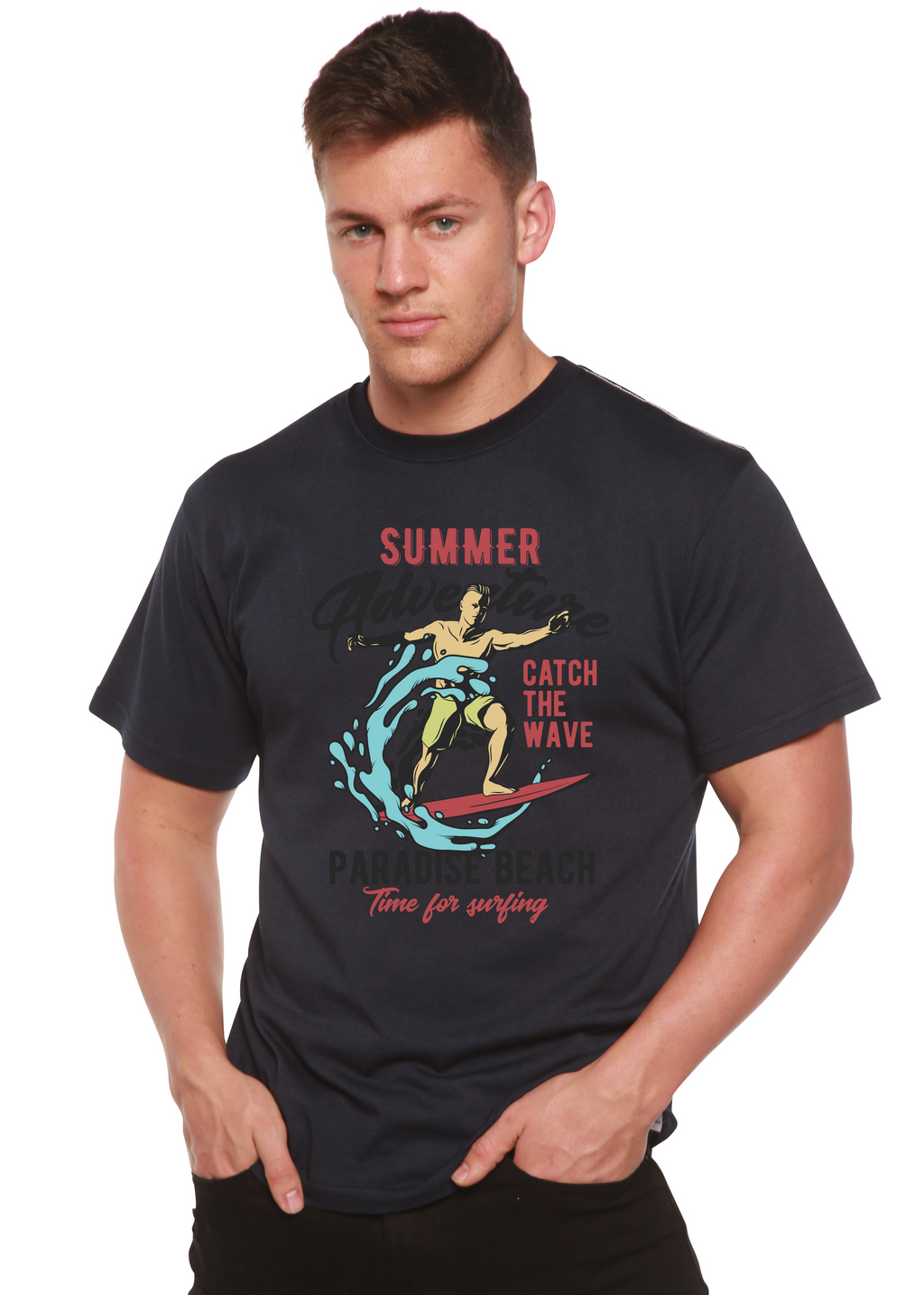 Catch The Wave Men's Bamboo Viscose/Organic Cotton Short Sleeve Graphic T-Shirt - The7Letter