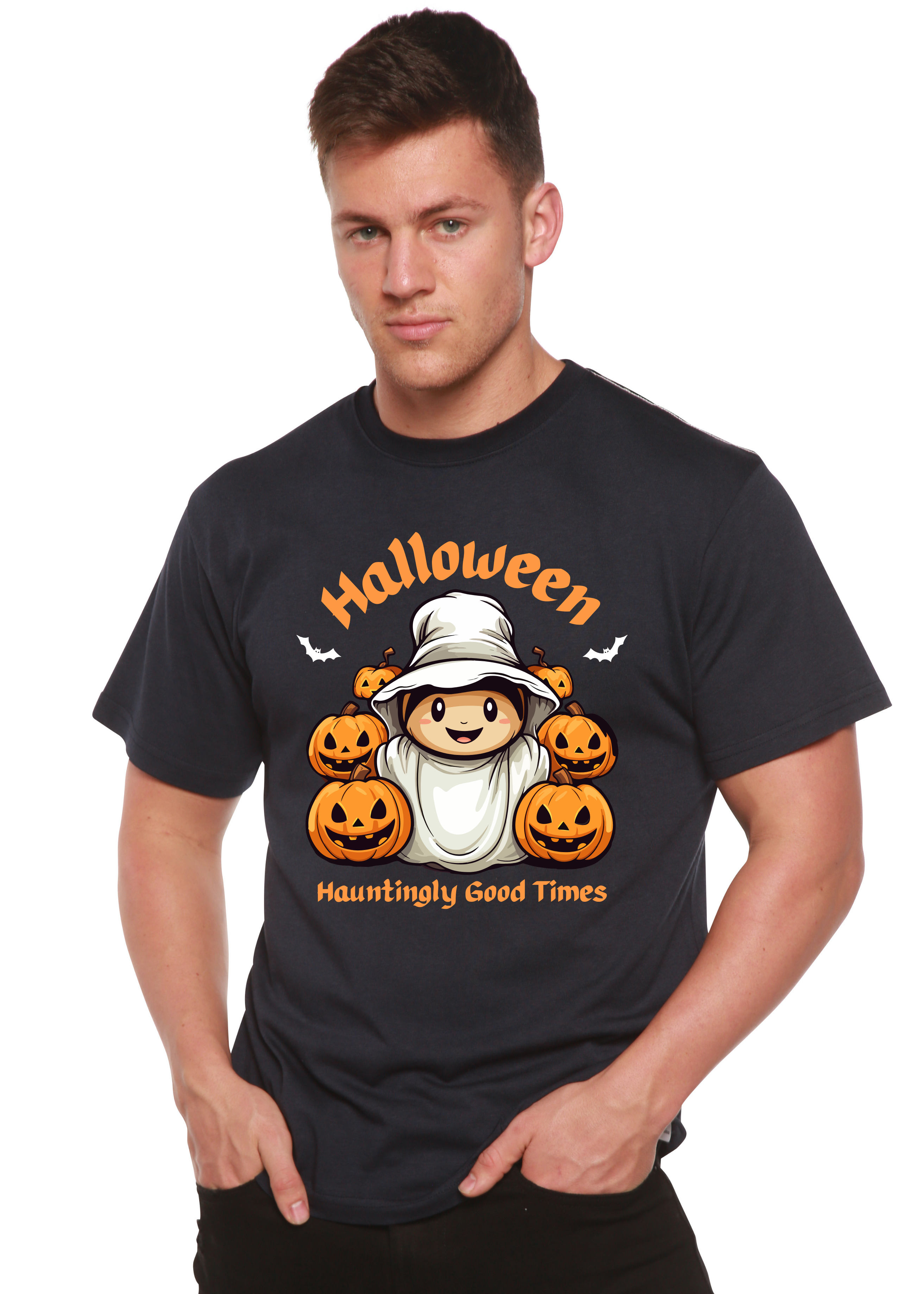 Halloween Hauntingly Good Times Day Men's Bamboo Viscose/Organic Cotton Short Sleeve Graphic T-Shirt - The7Letter