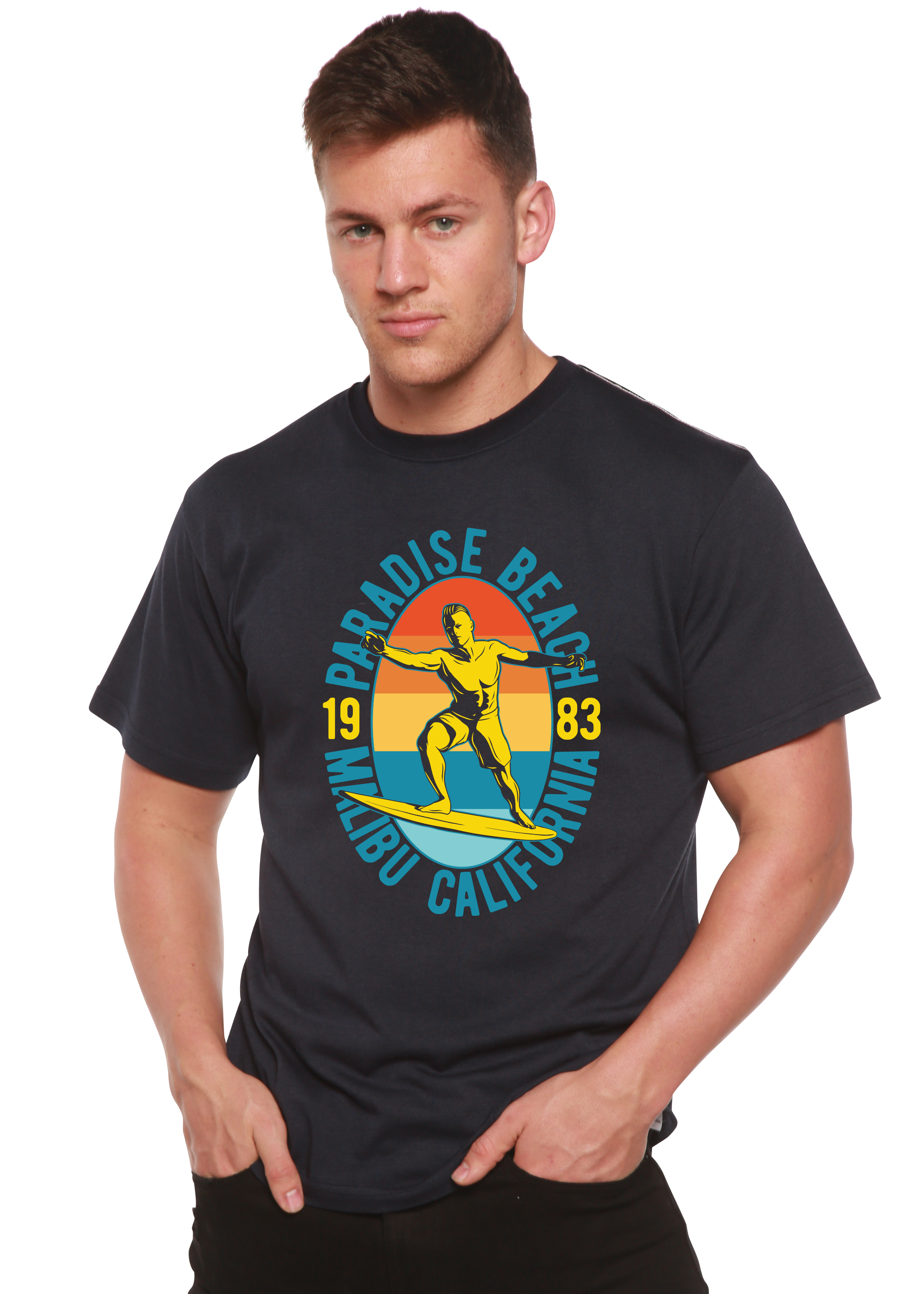 Paradise Beach 1983 Men's Bamboo Viscose/Organic Cotton Short Sleeve Graphic T-Shirt - The7Letter