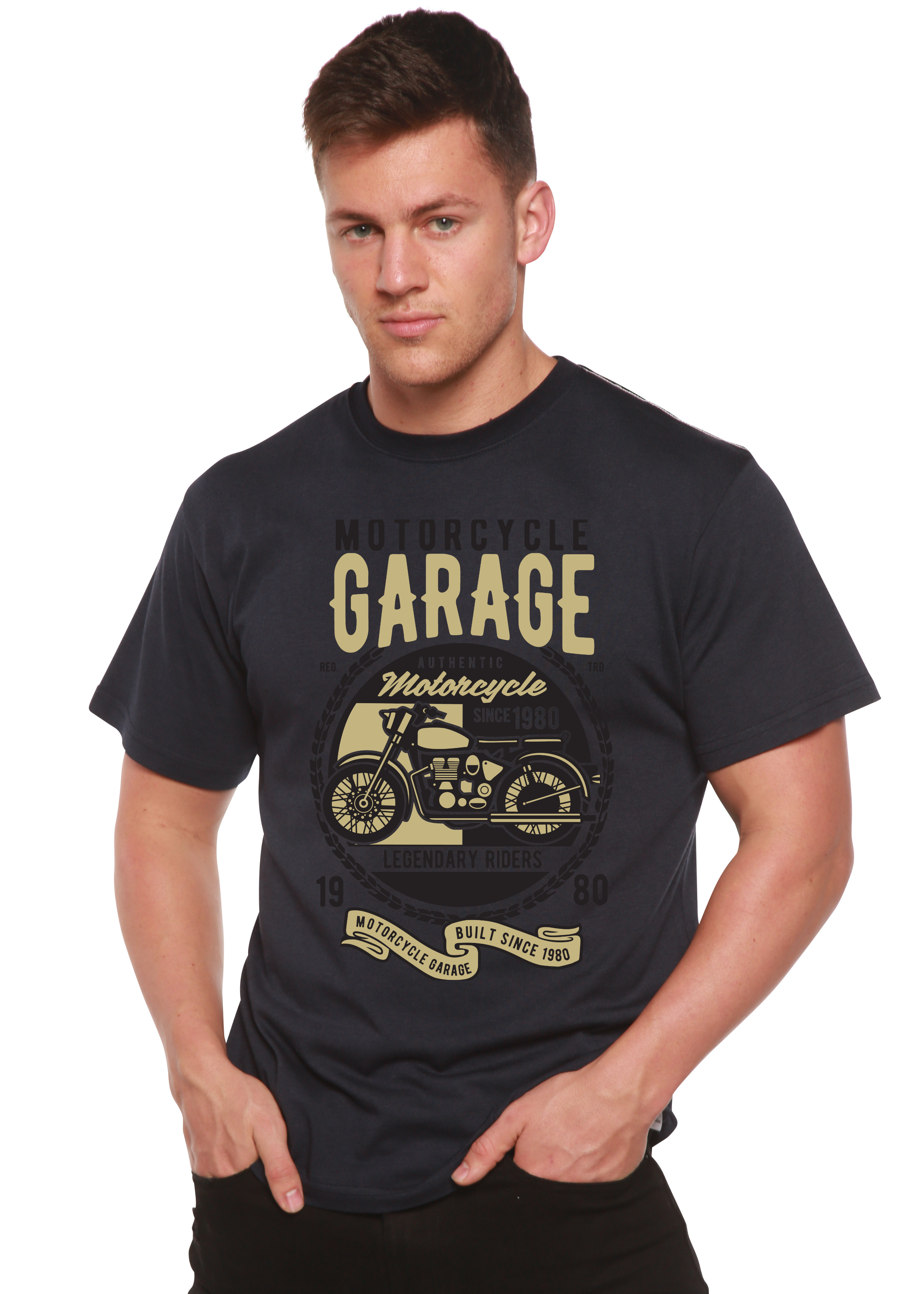 Motorcycle Garage Men's Bamboo Viscose/Organic Cotton Short Sleeve Graphic T-Shirt - The7Letter