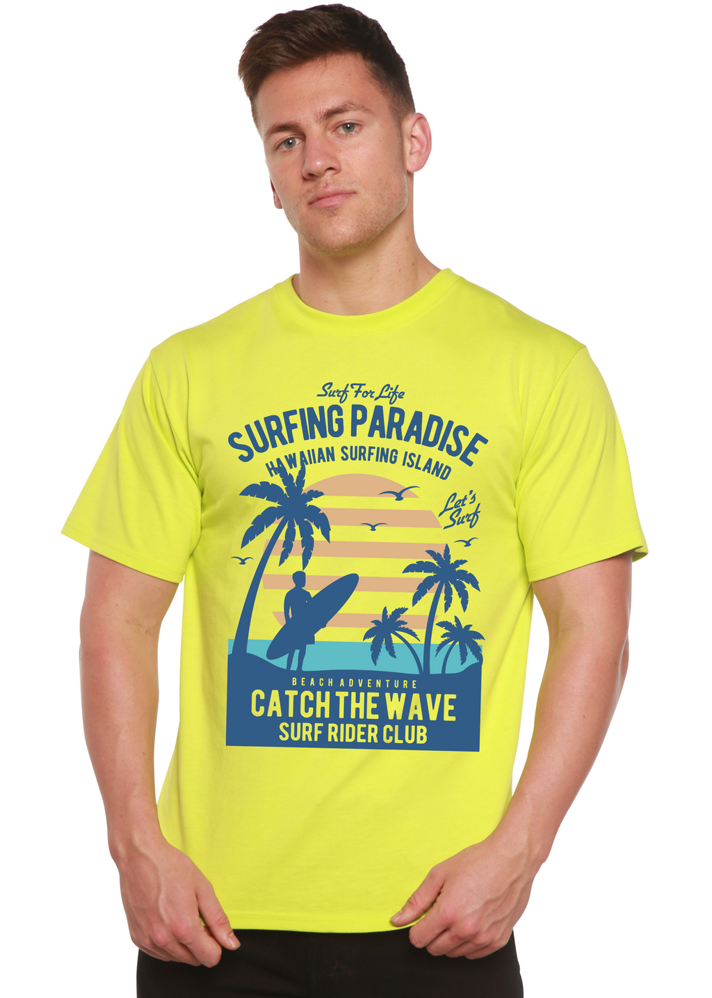 Surfing Paradis Spun Bamboo® Men's Bamboo Viscose/Organic Cotton Short Sleeve Graphic T-Shirt - The7Letter