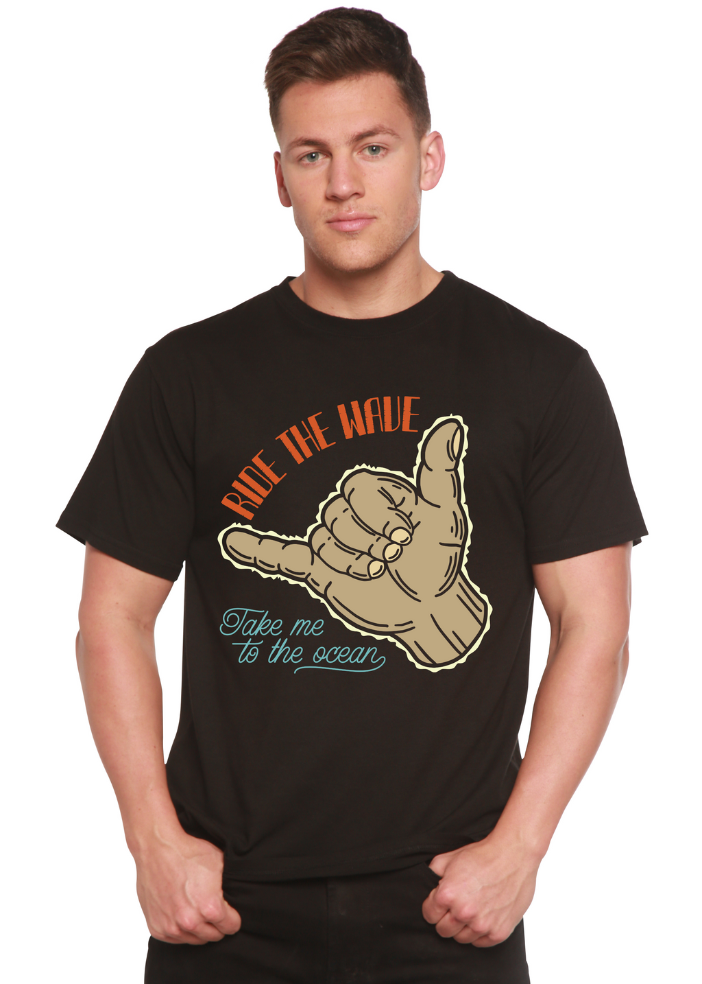 Ride The Wave Men's Bamboo Viscose/Organic Cotton Short Sleeve Graphic T-Shirt - The7Letter