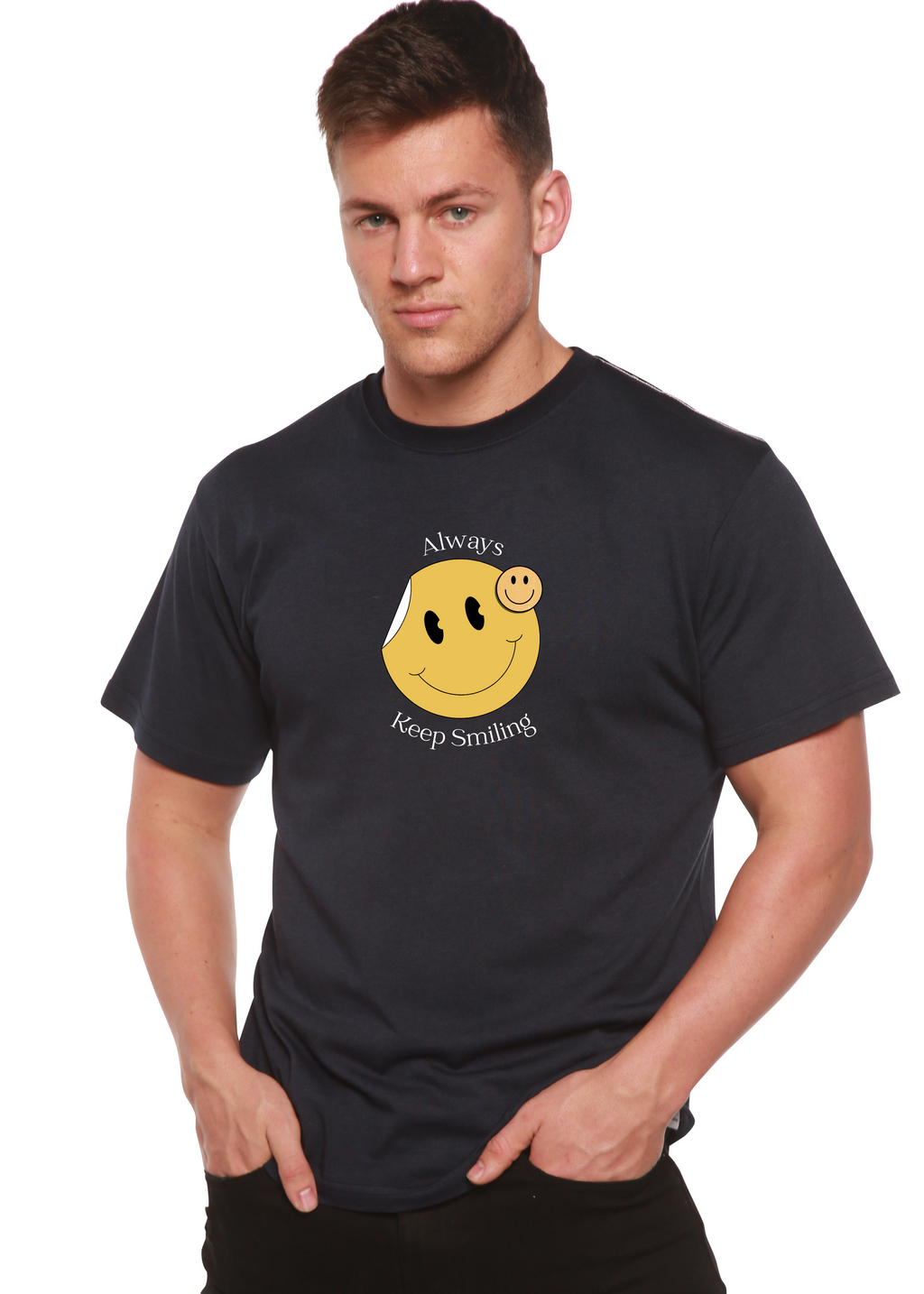 Always Keep Smiling Men's Bamboo Viscose/Organic Cotton Short Sleeve Graphic T-Shirt - The7Letter
