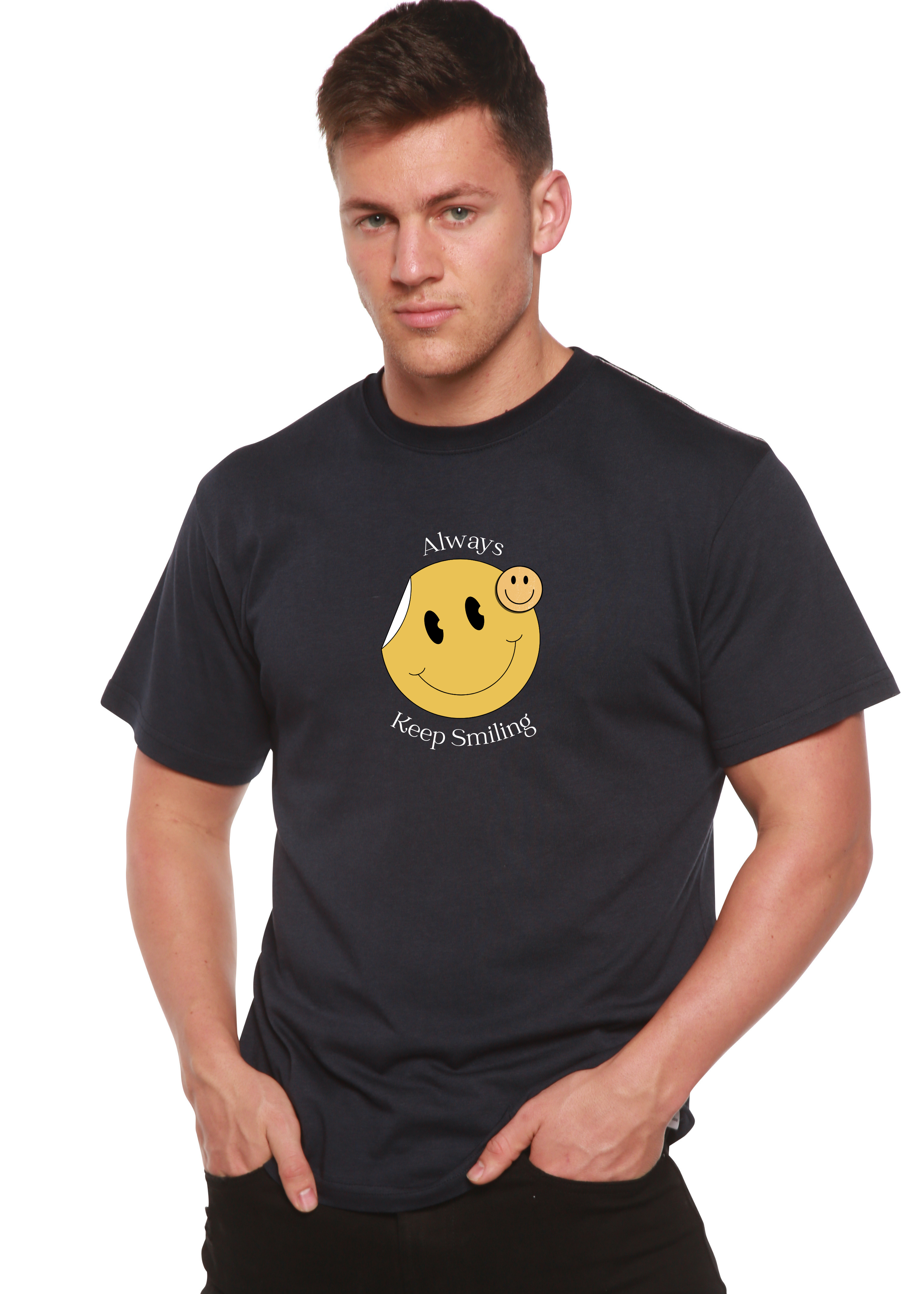 Always Keep Smiling Men's Bamboo Viscose/Organic Cotton Short Sleeve Graphic T-Shirt - The7Letter