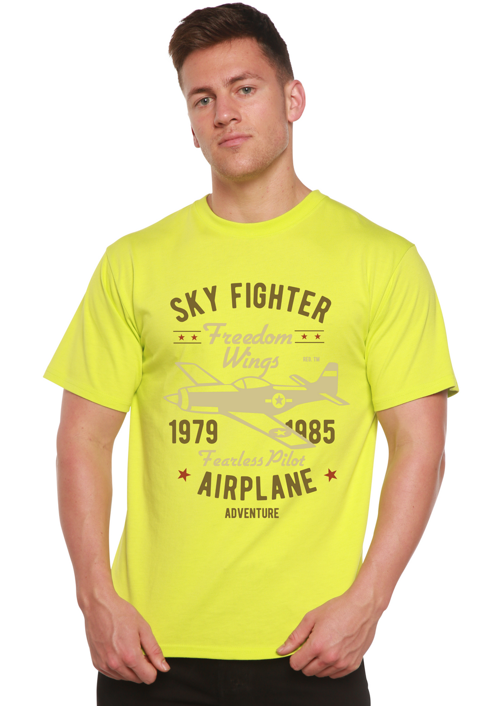 Sky Fighter Spun Bamboo® Men's Bamboo Viscose/Organic Cotton Short Sleeve Graphic T-Shirt - The7Letter
