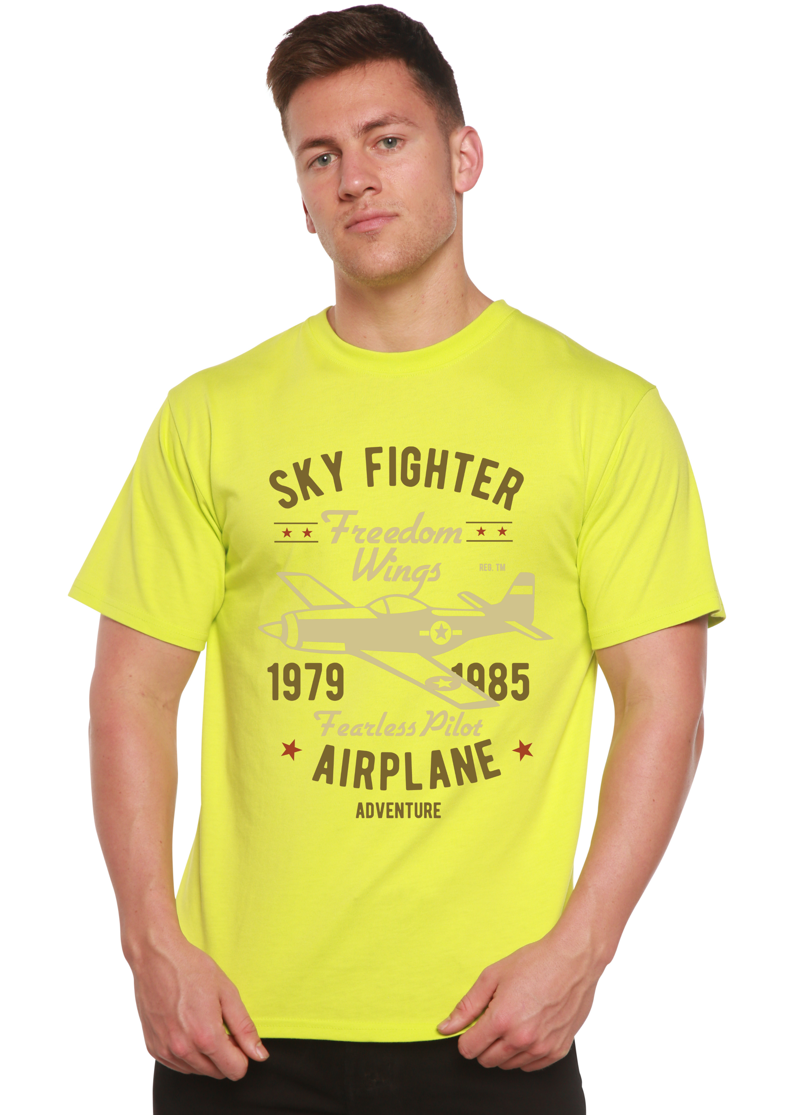 Sky Fighter Spun Bamboo® Men's Bamboo Viscose/Organic Cotton Short Sleeve Graphic T-Shirt - The7Letter
