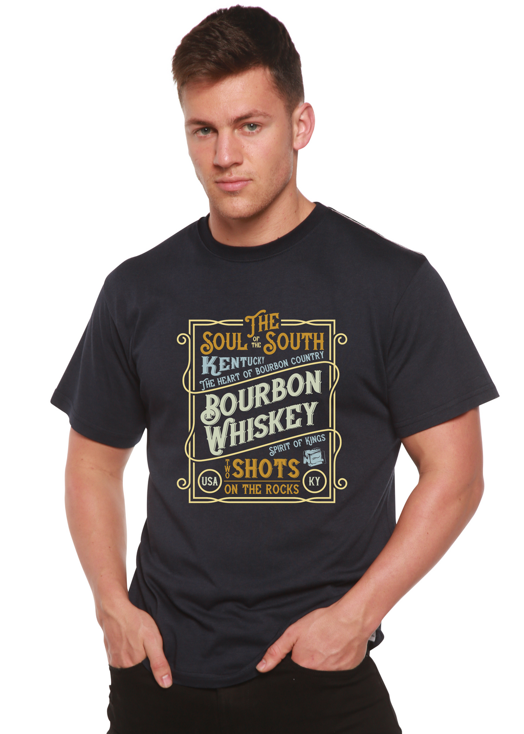 Bourbon Whiskey Men's Bamboo Viscose/Organic Cotton Short Sleeve Graphic T-Shirt - The7Letter