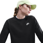 Nike Damen Club Fleece Rundhalsshirt - Schwarz/Weiß
