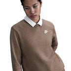 Haut en molleton à col ras du cou Nike Sportswear Club pour femme - Marron Vison