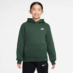 Nike Big Kids Fleece Pullover Hoodie - Fir/White