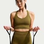 Nike Womens Pro Seamless Cropped Tank Top - Olive
